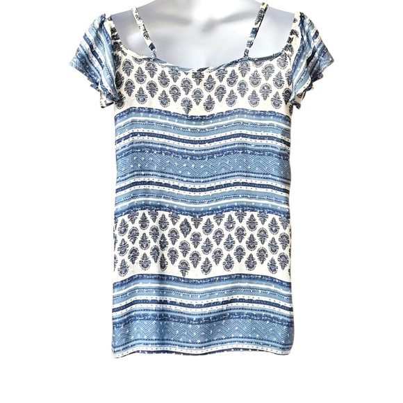 J. VALDI Women's Paisley Print Cold Shoulder Clip - Dot BLouse Size M - Picture 9 of 16